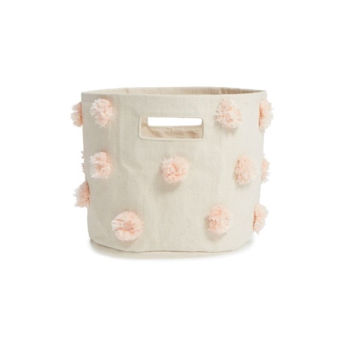 Mini Pompom Canvas Bin
