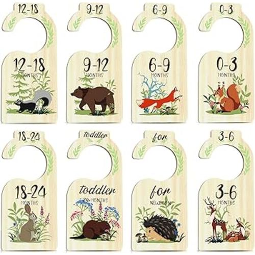 Baby Closet Dividers,8 PCS Adorable Wooden Double-Sided toddler Clothes organizer,Boy & Girl Nursery Size Dividers,24 Months for Nursery Beautiful Decor