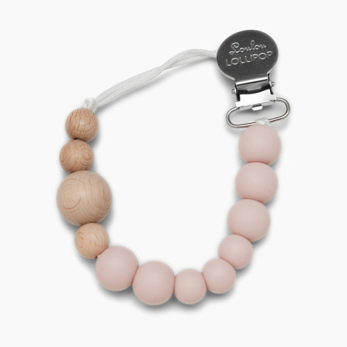 Loulou Lollipop Colorblock Wood & Silicone Pacifier Clip - Dusty Rose