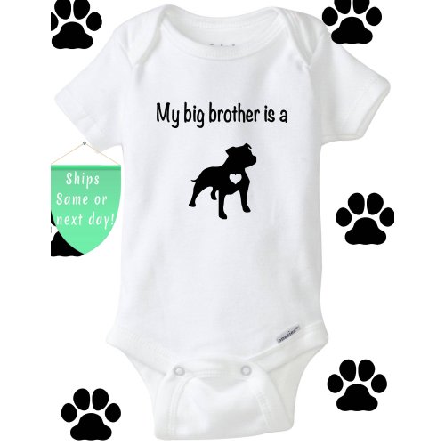 My big brother is a pitbull baby onesie, white baby bodysuit, pitbulls, baby shower gift, newborn-24 months, unisex baby clothing, sibling