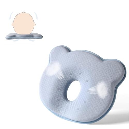 Yevclihds Memory Foam Baby Pillow,Cute Cartoon Bear Soft and Cozy Pillow, Breathable Bedding Set for Infants for Small Boys and Girls Prevent Flat Head