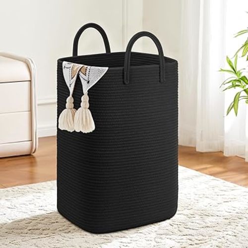 Laundry Basket,Woven Cotton Rope Laundry Hamper,80L Versatile Storage for Dirty Clothes,Baby Toys,and Blankets in Bathroom, Nursery,and Living Room