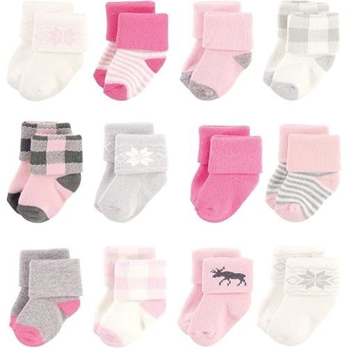 Hudson Baby Baby Girls' Cotton Rich Newborn and Terry Socks