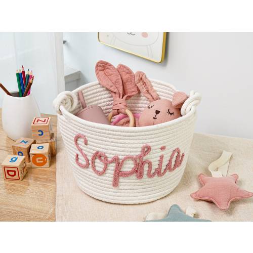 Personalized Basket, Rope Cotton Baby Gift Basket, Baby Gift Basket, Toy Basket, Newborn Gift, Baby Name Gift