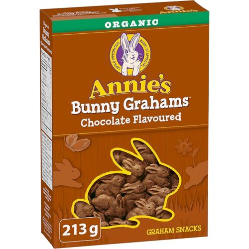 ANNIE'S Chocolate Graham Cookies Snacks, Organic, No Artificial Flavours, No Synthetic Colours, 213 Grams Package of Bunny Shaped Cookies, Chocolate