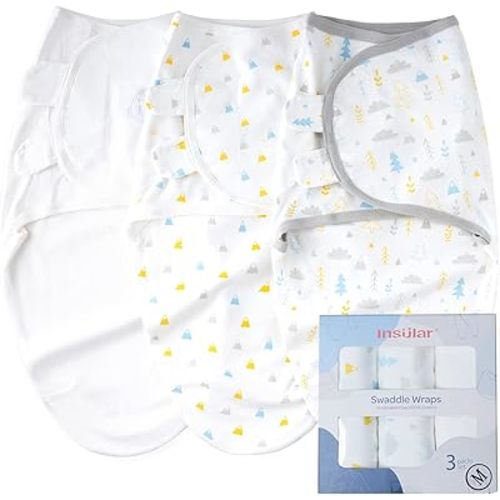 insular Swaddle Blanket, Baby Swaddle Wrap for Newborn and Infant, Adjustable Swaddle Set for Boy and Girl, Soft Cotton Baby Sleep Sack 3 Pack Medium(3-6 Month), Forest