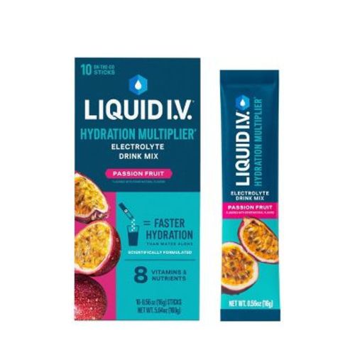 Liquid I.v. Hydration Multiplier Vegan Powder Electrolyte Supplements - Passion Fruit - 0.56oz Each/10ct