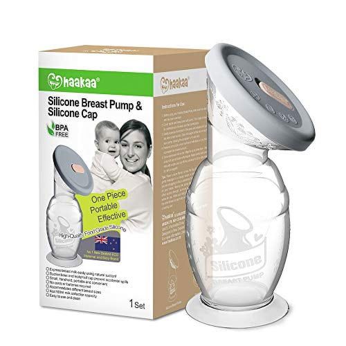 Haakaa Manual Breast Pump 5oz/150ml One-Piece Design with Upgrade Suction Base & Silicone Cap Made by Food Grade Silicone Milk Saver & Milk Catcher for Breastfeeding Moms