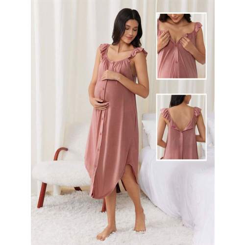 SHEIN Mom Labor And Delivery Gown For Hospital, For Maternity and Breastfeeding | SHEIN USA