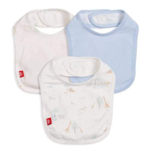 white serene safari modal magnetic stay dry infant bib 3-pack – Magnetic Me