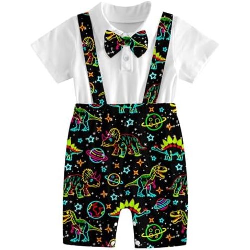 BFUSTYLE Baby Boy Clothes 2 in 1 Outfits 0-24 Months Romper Short Sleeve Infant Bodysuit with Bowtie