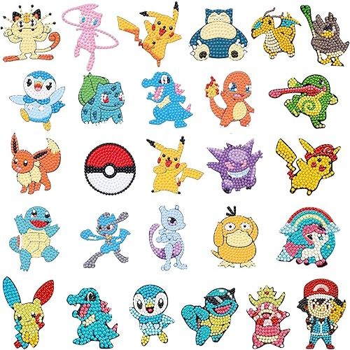 TRUMIL 27 Pcs 5D Diamond art Stickers Kits for Kids Arts and Crafts for Kids Ages 8-12 Easy to DIY Creative Diamond Mosaic Sticker Craft by Numbers Kits Boys and Girls Birthday Gifts