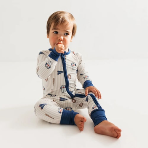 Blue Baseball Zipper Romper – In My Jammers