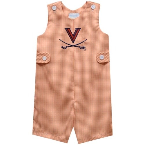 Virginia Cavaliers Vive La Fete Infant Gingham Jon Jon Romper - Orange