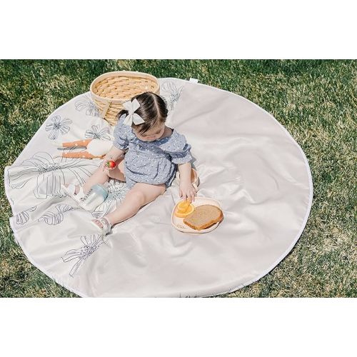 3-1 Baby Splat Mat | Art Mat | Picnic Mat - Black and White Flowers