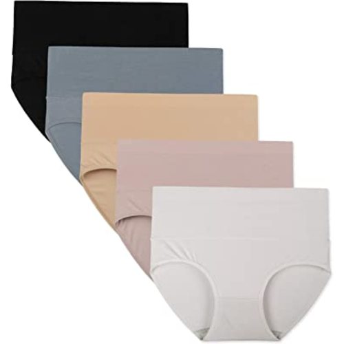INNERSY Womens Underwear Cotton Briefs Postpartum High Waisted Panties 5 Pack