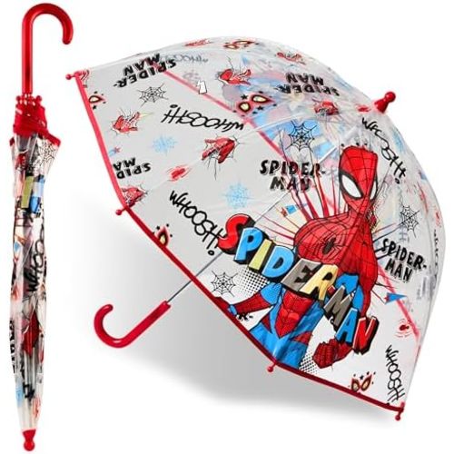 Marvel Spiderman Clear Dome Umbrella for Kids - Avengers Captain America Folding Transparent Umbrella Lightweight