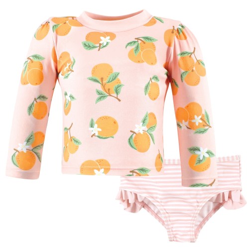 Hudson Baby Girls Swim Rashguard Set, Citrus Orange