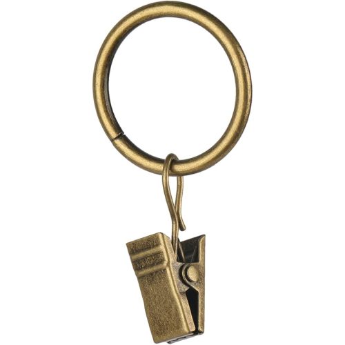 30 PCS Antique Brass Clips Curtain Hooks for Curtain Rod, This Small Drapery Curtain Ring with Clips Hook Fit Up to 0.4~0.75 -inch Drapery Panel
