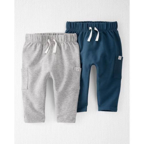Carter's Little Planet Baby 2-Pack Organic Cotton Terry Pants - 3M - Style,Deep Teal, Heather Grey
