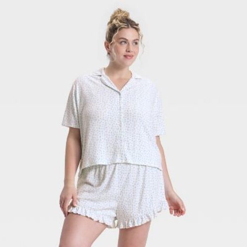 Women's Pointelle Notch Collar Shirt and Shorts Pajama Set - Wild Fable™