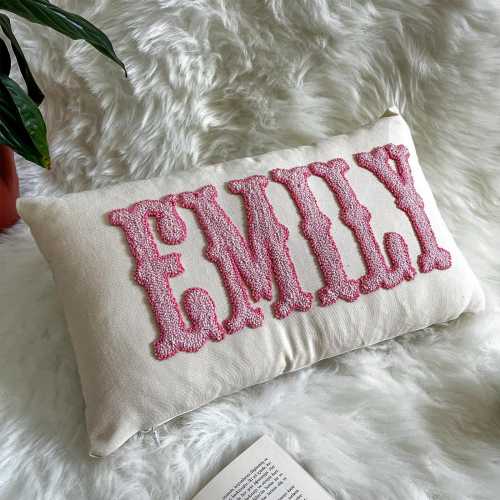 Personalized Name Punch Needle Pillow, Embroidered Baby Name Pillow, Baptism Keepsake, Toddler Nursery Decor, Custom Gift for Kids