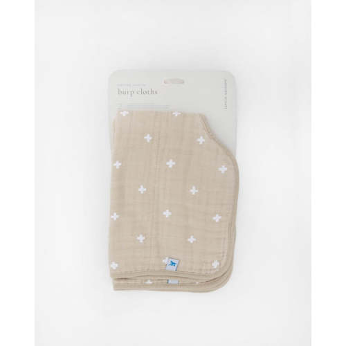 Cotton Muslin Burp Cloth 2 Pack - Taupe Cross– Little Unicorn USA