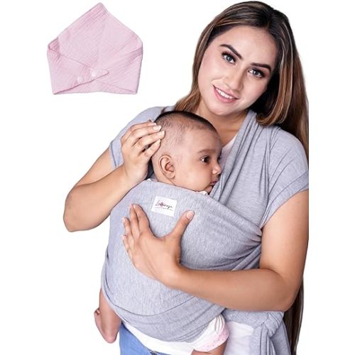Luminoza Baby wrap Carrier Stretchy Newborn to Toddler 7-35 lbs Hands Free Breathable Light Weight Infant Baby Sling Easy to wear Soft Baby Carrier