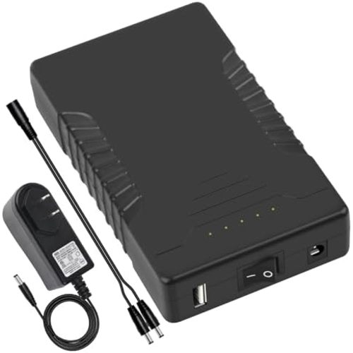 Talentcell Rechargeable 12V 6000mAh/5V 12000mAh DC Output Lithium ion Battery Pack for LED Strip/CCTV Camera/Telescope/Modem and More, Portable Li-ion Power Bank with 12.6V Charger, Black