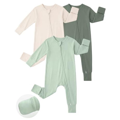 Yoofoss Viscose From Bamboo Baby Pajamas Footless & Footed baby Sleepers, 2-Way Zipper Soft Toddler Romper for Boys Girl