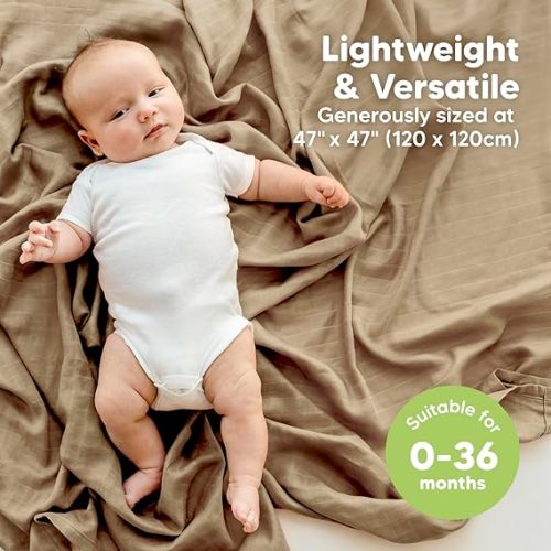 4-Pack Muslin Swaddle Blankets for Baby Boys, Girls - Organic Baby Blankets for Girl, Boy, Baby Swaddle Blanket Unisex, Receiving Blankets, Swaddles for Newborns, Newborn Baby Essentials (Spice)