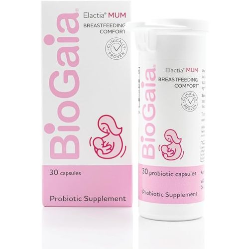 BioGaia Elactia Breastfeeding Probiotic | Lactation Supplements | Newborn Essentials and Probiotics for Both Mom & Baby | Daily Supplement for Healthy Lactation | 30 Count | Breastfeed Happy