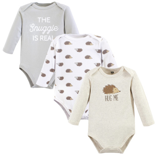 Hudson Baby Unisex Baby Cotton Long-Sleeve Bodysuits, Hedgehog