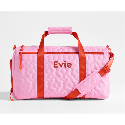 Personalized Dreamer Quilted Pink Flower Kids Duffel Bag
