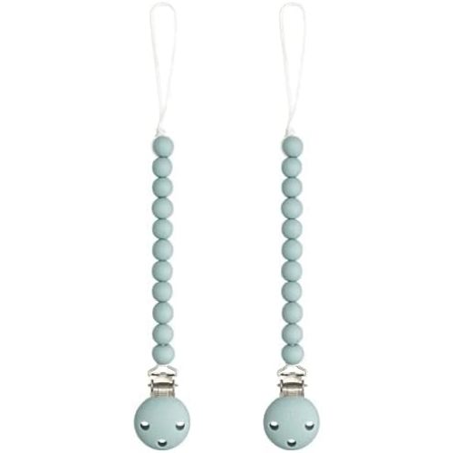 Comfy Cubs Pacifier Clips 2 Pack - 100% Food Grade Silicone Baby Pacifier Clips, BPA & PVC Free - CPSIA Certified, Lightweight and Flexible Baby Gifts - Sage