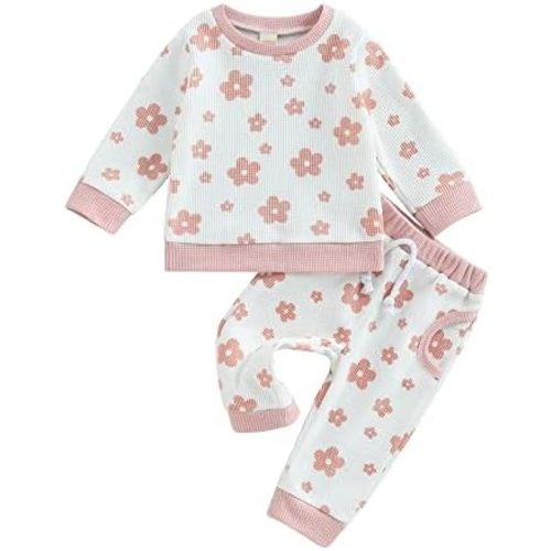 Toddler Baby Girl Fall Winter Clothes Newborn Infant Floral Pullover Sweatshirt T-Shirts+Pants 3PCS Outfits Set