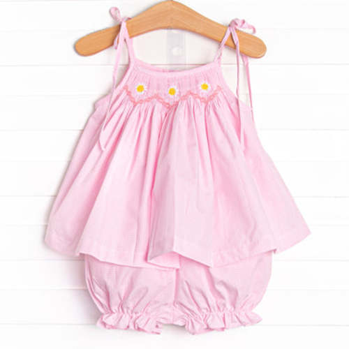 Darling Daisies Smocked Bloomer Set, Pink – Stitchy Fish
