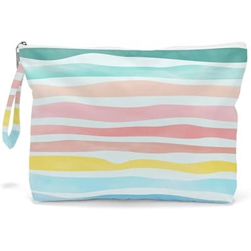 Fokongna Wet Dry Bag, Wet Bag for Swimsuit Travel Beach Bag, Diaper Bag Toiletry Bag Waterproof Large Makeup Bag, Zipper Pouch for Women Girls Sister Friends Wet Bag Starfish Sea Beach rainbow Gifts