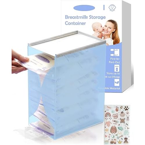 Freeze Organizer for Breastmilk Storage Bag, First-in First-Out Breastmilk Storage Containers for Fridge with Quick-Freeze Tray, Breastmilk Freezer Organizer for Breastfeeding Essentials