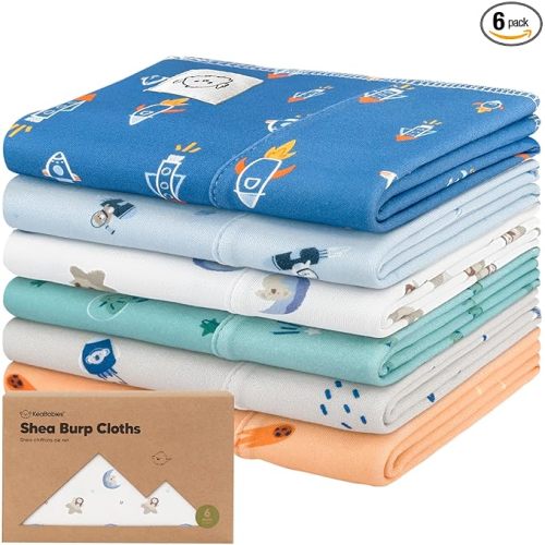 Organic Burp Cloths Baby Boy, Girl, 6-Pack Large Burping Cloths (Cosmo) | 100% Cotton Burp Clothes for Babies, Newborns Spit Up Rags, Super Soft, Absorbent Towels, Gender Neutral, Machine Washable