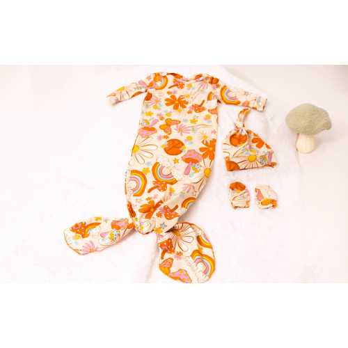 New born Knotted Gown, Birth announcement// Newborn baby essentials// Groovy baby outfit// baby girl Sets// baby gifts//70s Inspired Baby