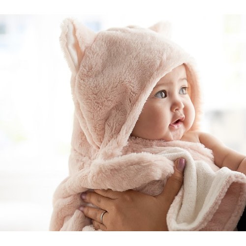 Faux Fur Kitty Baby Hooded Towel
