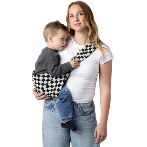 Mabē Monarch Toddler Sling Carrier – Ergonomic Hip Carry Support for Toddlers – Adjustable and Breathable Sling for Easy Up/Down & Comfortable Holding (16–45 lbs, Ebony Check)