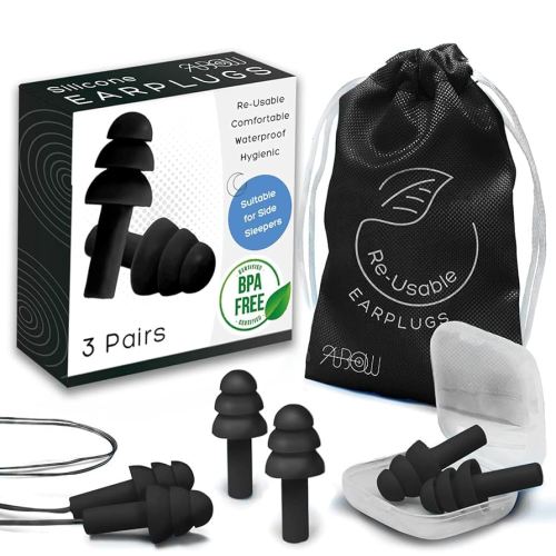 Soft Ear Plugs for Sleeping Noise Reduction, Made of Silicone, Suitable for Sleeping & Swimming, Soft Reusable Earplugs for Noise Reduction, Adjustable Size for Concerts & Snoring (3 Pairs)