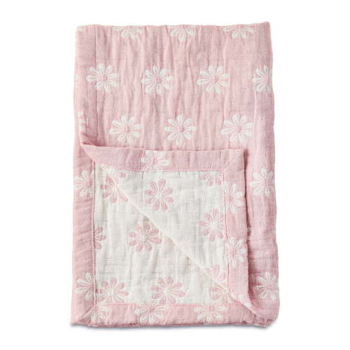 Parent's Choice Woven Baby Blanket, 100% Cotton, Soft & Cozy, Daisy Rosewater, 30" x 40"