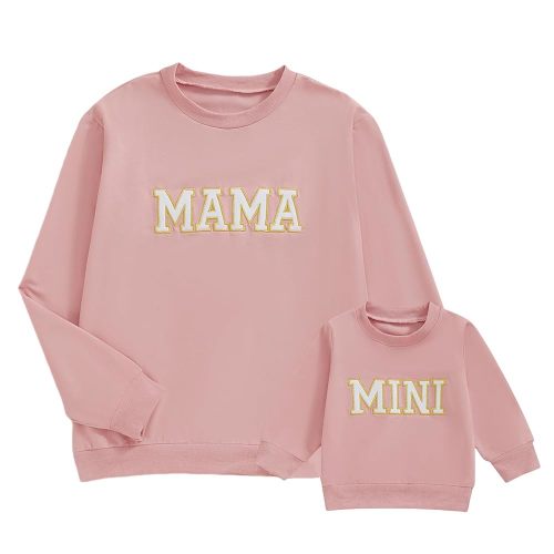 Winioder Mommy and Me Matching Outfits Letter Print Crewneck Pullover Sweatshirt Long Sleeve Shirt Tops Baby Clothes