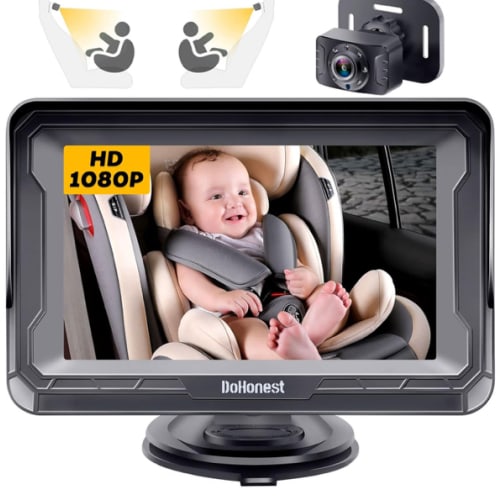 DoHonest Baby Car Camera HD 1080P - Rear-Facing Car Baby Monitor with Night Vision, Adjustable View Angle, Easy Setup, Anti-Glare Display, Safety for Kids & Infants