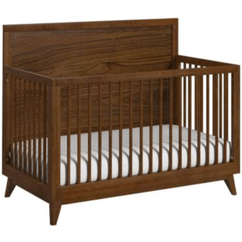 Elements International Malia Walnut Crib with High Headboard and Guardrail | Darvin Furniture | Orland Park, IL