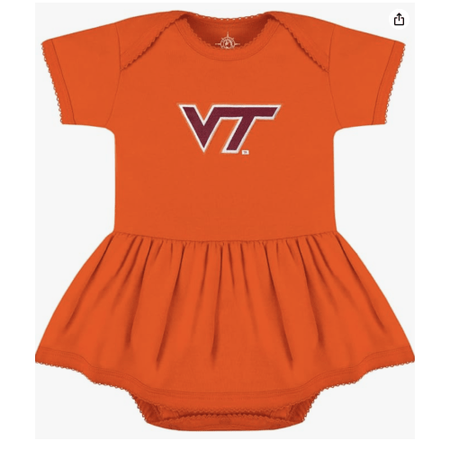 Creative Knitwear College Baby Picot Bodysuit Dress - Team Logo, Multiple Colors, for Baby Girls (0-24 Months)