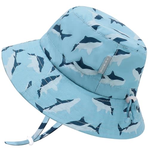 FUOITA UPF 50+ Baby Sun hat Baby Bucket hat with Strings Summer Sun Protection Infant Sun hat for Kids